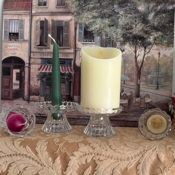 PartyLite P9246 Quilted Crystal Pair Pedestal Candle Holders - Picture 8 of 12